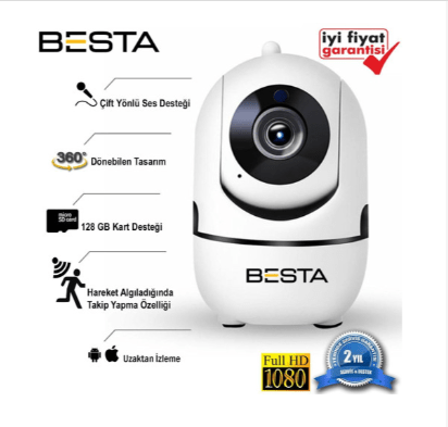 360 derece dönebilen kablosuz kamera