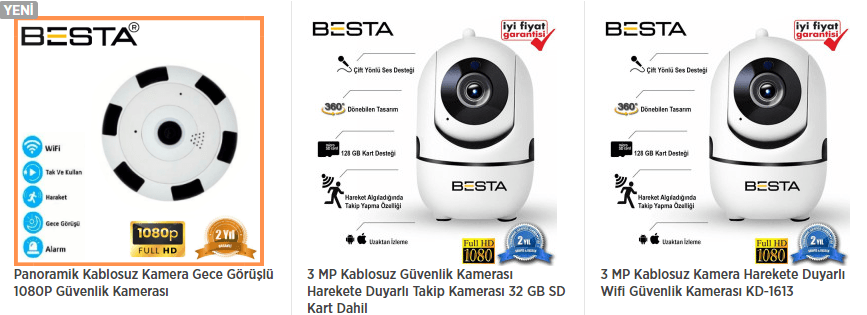 Net görüntü veren kablosuz güvenlik kamerası