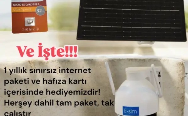 Jenerik 1 Yıllık İnternet Paketli eSIM Solar Kamera