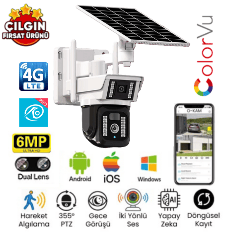 O-Kam 3940 6MP 4G Solar PTZ Kamera