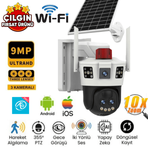 O-Kam 6010 6MP Wi-Fi Solar PTZ Kamera (10x Zoom)