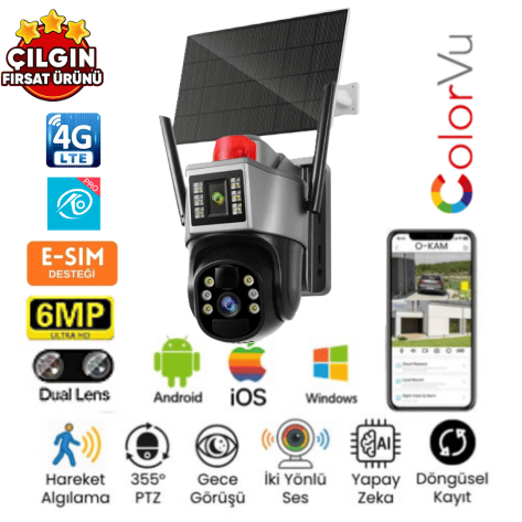 O-Kam 7015 6MP 4G Solar PTZ Kamera