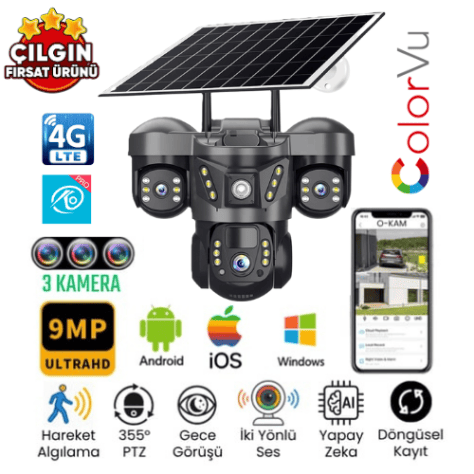 O-Kam 7070 9MP 4G eSIM Solar PTZ Kamera