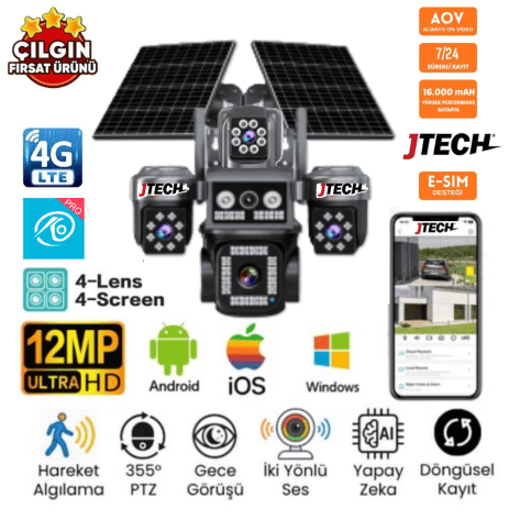O-Kam OK-332 Premium 4G 12MP Solar PTZ Kamera