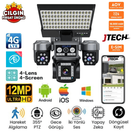 O-Kam OK-334 Premium 4G 12MP Solar PTZ Kamera