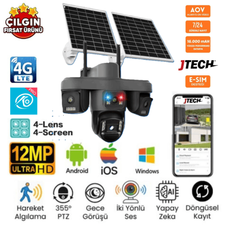 O-Kam OK-335 Premium 4G 12MP Solar PTZ Kamera