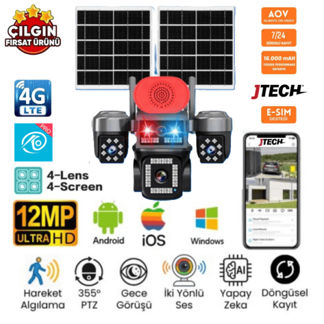 O-Kam OK-337 Premium 4G 12MP Solar PTZ Kamera