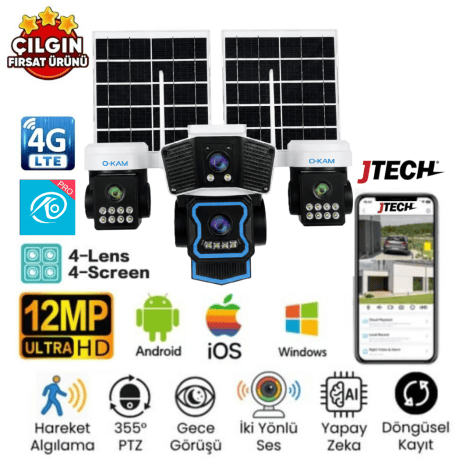 O-Kam OK-340 Premium 4G 12MP Solar PTZ Kamera
