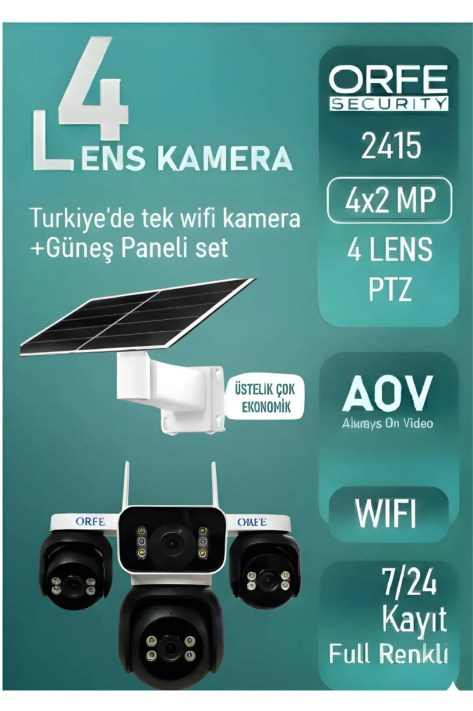 ORFE ORF-2415 + 20W Panel Solar WiFi Kamera Seti