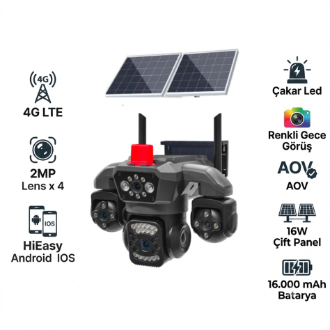 X5TECH X5TECH 80-GZ 4G Solar Güneş Enerjili Sim Kartlı Akıllı Güvenlik Kamerası