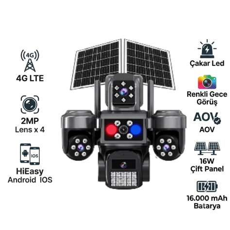 X5TECH X5TECH 85-GZ 4G Solar Güneş Enerjili Sim Kartlı Akıllı Güvenlik Kamerası