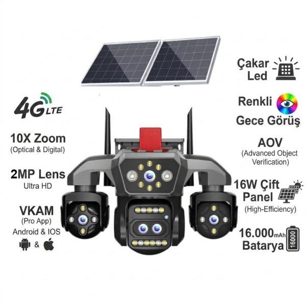 X5Tech 86-GZ 4G Solar 10x Optik Zoomlu Güvenlik Kamerası