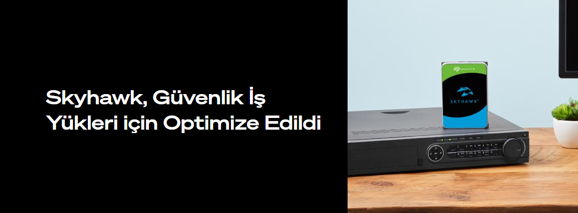Seagate SkyHawk gözetim diskinin NVR ve DVR kullanımı ile 7/24 çalışma bilgilerini gösteren üretici görseli